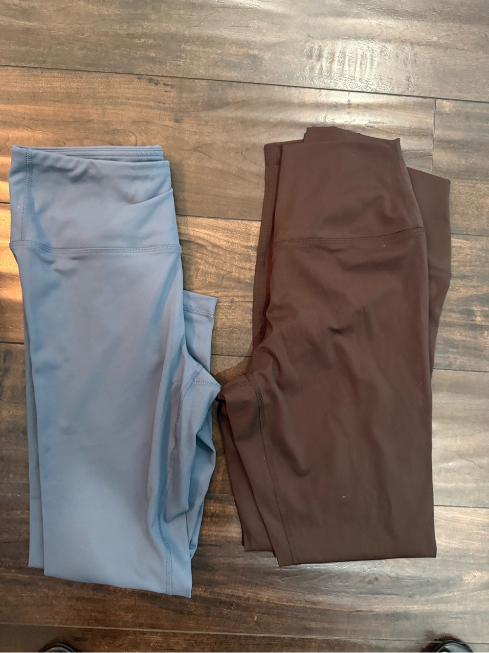 90 Degree By Reflex Blue and Brown High-Waist Leggings Set